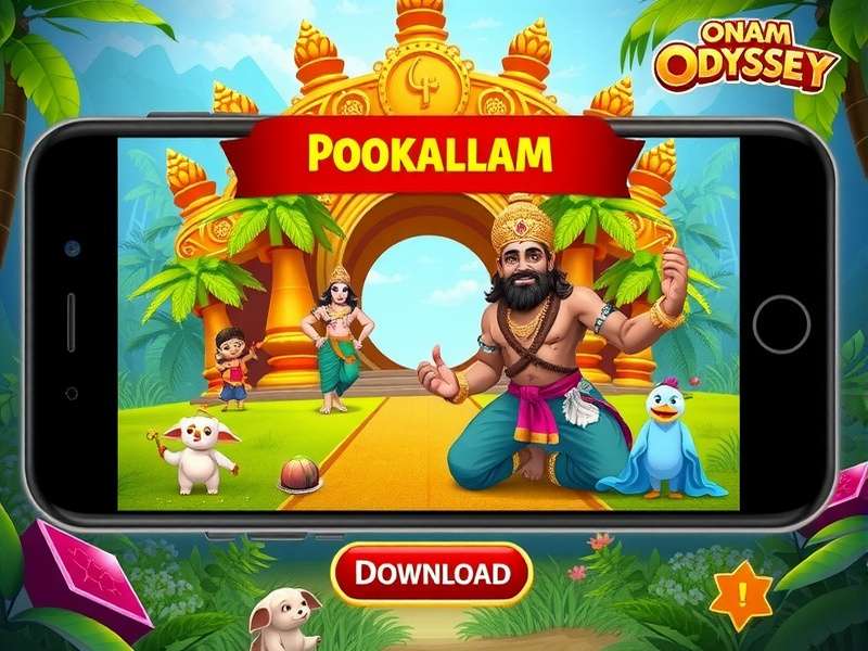 Onam Odyssey Download Screen on Mobile Device